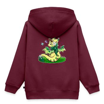 Flora der Frühlingsdrache mit Schmetterlingen - Kinder Premium Organic Hoodie - Burgunderrot - Hinten - AI Model Kid Female (0cm)
