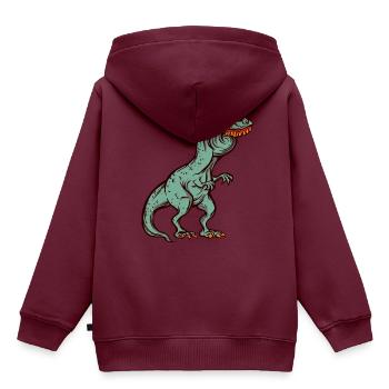 Tyrannosaurus Rex Überbiss Hasenzähne Witzig - Kinder Premium Organic Hoodie - Burgunderrot - Hinten - AI Model Kid Female (0cm)