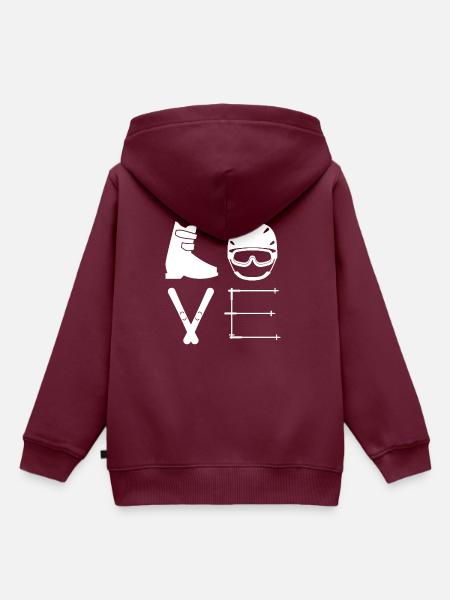Ski love - Kinder Premium Organic Hoodie - Burgunderrot
