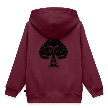 Pik Karte Symbol Tribal Poker Ass Hold´em - Kinder Premium Organic Hoodie - Burgunderrot - Hinten - AI Model Kid Female (0cm)