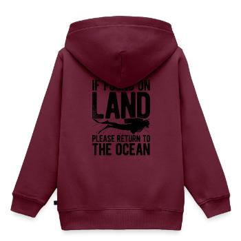 If Found On Land Please Return To The Ocean Scuba - Kinder Premium Organic Hoodie - Burgunderrot - Hinten - AI Model Kid Female (0cm)
