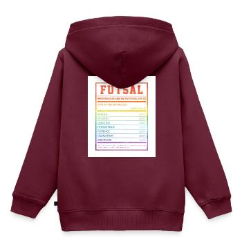 Futsal Information And Nutritional Facts Football - Kinder Premium Organic Hoodie - Burgunderrot - Hinten - AI Model Kid Female (0cm)