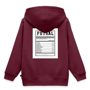Futsal Information And Nutritional Facts Football - Kinder Premium Organic Hoodie - Burgunderrot - Hinten - AI Model Kid Female (0cm)