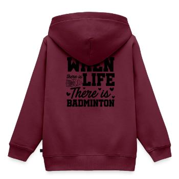 When There Is Life There Is Badminton Sports Shutt - Kinder Premium Organic Hoodie - Burgunderrot - Hinten - AI Model Kid Female (0cm)