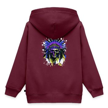 Apache Totenkopf Indianer Bunt - Kinder Premium Organic Hoodie - Burgunderrot - Hinten - AI Model Kid Female (0cm)