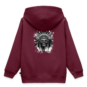 Apache Totenkopf Indianer - Kinder Premium Organic Hoodie - Burgunderrot - Hinten - AI Model Kid Female (0cm)