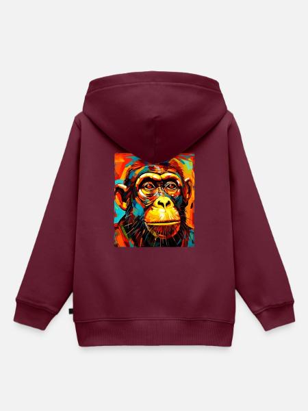 Affe Portrait - Kinder Premium Organic Hoodie - Burgunderrot