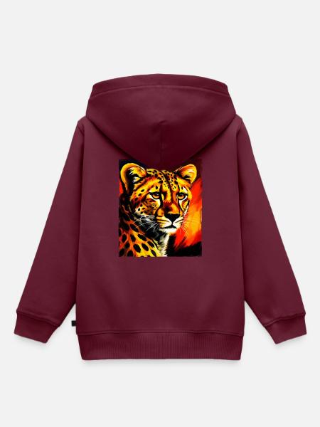 Gepard Portrait - Kinder Premium Organic Hoodie - Burgunderrot