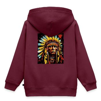 Apache Indianer Häuptling - Kinder Premium Organic Hoodie - Burgunderrot - Hinten - AI Model Kid Female (0cm)