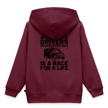 Ambulanzfahrer, weil jedes Rennen ein Rennen für - Kinder Premium Organic Hoodie - Burgunderrot - Hinten - AI Model Kid Female (0cm)