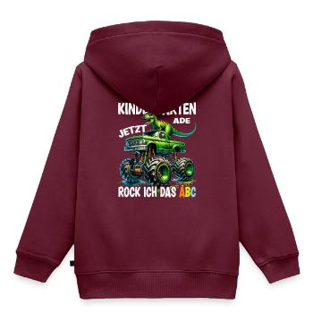 Kindergarten Ade Jetzt Rock Ich Das ABC - Kinder Premium Organic Hoodie - Burgunderrot - Hinten - AI Model Kid Female (0cm)