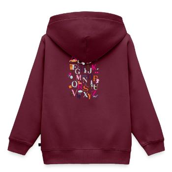 Motiv "ABC" - Kinder Premium Organic Hoodie - Burgunderrot - Hinten - AI Model Kid Female (0cm)