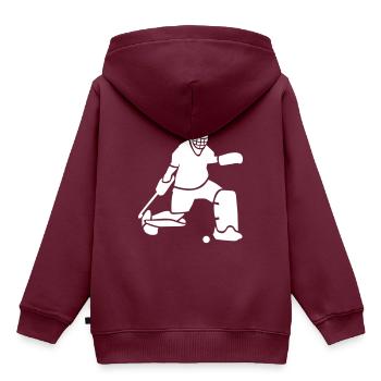 Feldhockey-Torwart - Kinder Premium Organic Hoodie - Burgunderrot - Hinten - AI Model Kid Female (0cm)