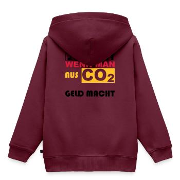 CO2, t-shirt, Klimawandel, Greta, Regierung, anti - Kinder Premium Organic Hoodie - Burgunderrot - Hinten - AI Model Kid Female (0cm)