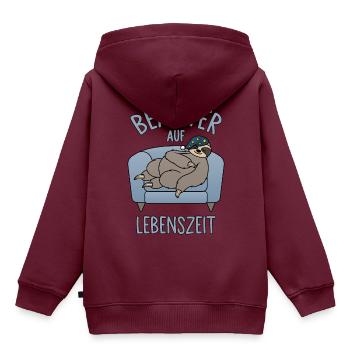 Faultier Couch - Beamter auf Lebenszeit - Kinder Premium Organic Hoodie - Burgunderrot - Hinten - AI Model Kid Female (0cm)
