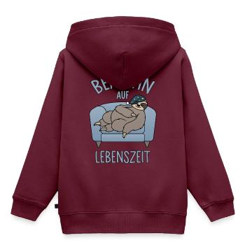 Faultier Couch - Beamtin auf Lebenszeit - Kinder Premium Organic Hoodie - Burgunderrot - Hinten - AI Model Kid Female (0cm)