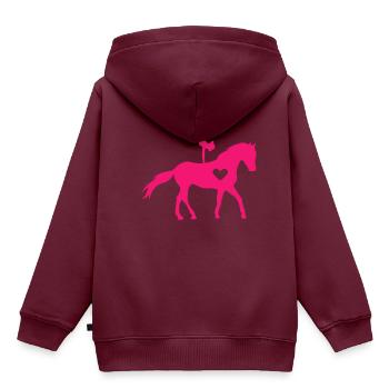 Voltigieren Pferdevoltigieren Liebesherz - Kinder Premium Organic Hoodie - Burgunderrot - Hinten - AI Model Kid Female (0cm)