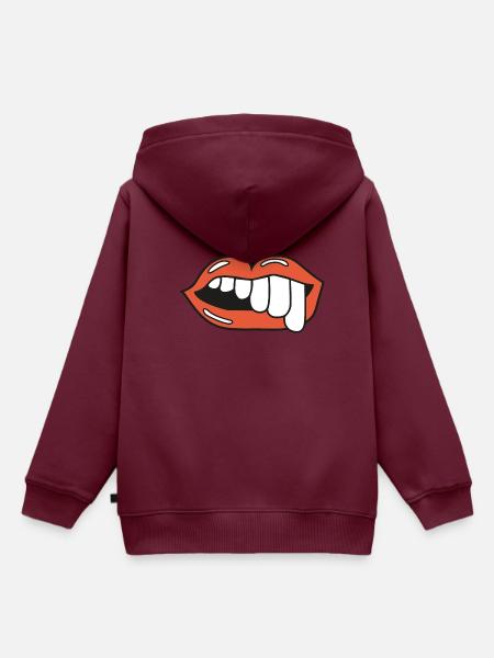 teeth lips ugly illustration - Kinder Premium Organic Hoodie - Burgunderrot