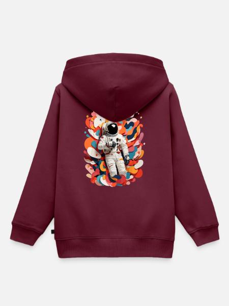Bunte Astronauten Bild - Kinder Premium Organic Hoodie - Burgunderrot