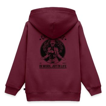 Selbstbewusstsein – Vertrauen & Freude - Kinder Premium Organic Hoodie - Burgunderrot - Hinten - AI Model Kid Female (0cm)