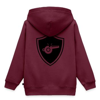 Trillerpfeife Pfeife Wappen - Kinder Premium Organic Hoodie - Burgunderrot - Hinten - AI Model Kid Female (0cm)