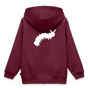 Raupe - Kinder Premium Organic Hoodie - Burgunderrot - Hinten - AI Model Kid Female (0cm)