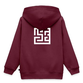 Labyrinth - Kinder Premium Organic Hoodie - Burgunderrot - Hinten - AI Model Kid Female (0cm)