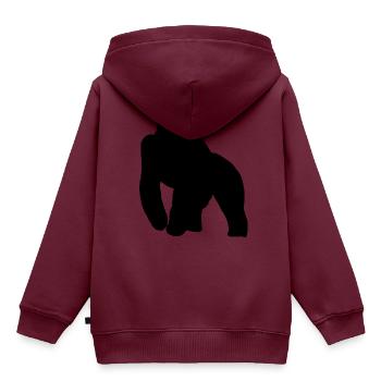 Gorilla Silhouette - Kinder Premium Organic Hoodie - Burgunderrot - Hinten - AI Model Kid Female (0cm)