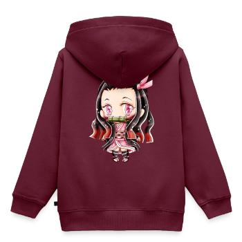 Kimono Mädchen - Kinder Premium Organic Hoodie - Burgunderrot - Hinten - AI Model Kid Female (0cm)
