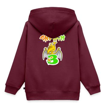 3. Geburtstag - Kinder Premium Organic Hoodie - Burgunderrot - Hinten - AI Model Kid Female (0cm)