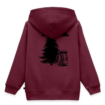 Wandern Rucksack - Natur Wald Urlaub Outback - Kinder Premium Organic Hoodie - Burgunderrot - Hinten - AI Model Kid Female (0cm)