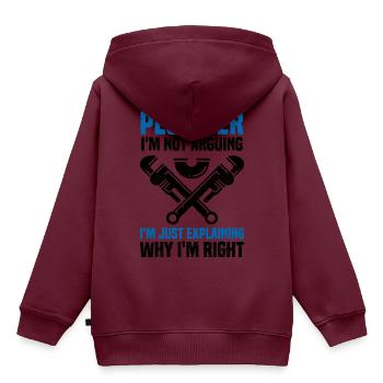 Klempner - Kinder Premium Organic Hoodie - Burgunderrot - Hinten - AI Model Kid Female (0cm)