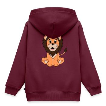 Löwe - Kinder Premium Organic Hoodie - Burgunderrot - Hinten - AI Model Kid Female (0cm)