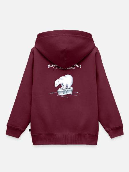 Eisbär Rettet unseren Planeten stoppt Erderwärmung - Kinder Premium Organic Hoodie - Burgunderrot