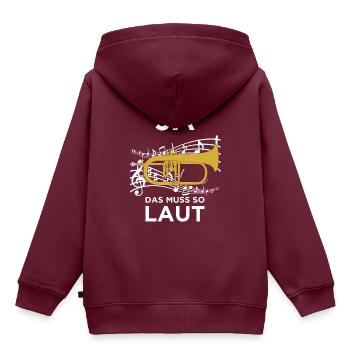 Ja das muss so Laut für Flügelhorn Musiker! - Kinder Premium Organic Hoodie - Burgunderrot - Hinten - AI Model Kid Female (0cm)