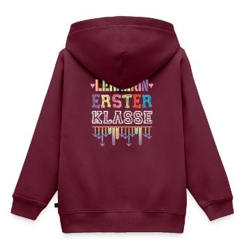 Lehrerin erster Klasse - Für Grundschullehrerinnen - Kinder Premium Organic Hoodie - Burgunderrot - Hinten - AI Model Kid Female (0cm)