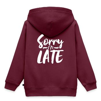 Sorry I'm Late - Kinder Premium Organic Hoodie - Burgunderrot - Hinten - AI Model Kid Female (0cm)