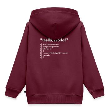 Hello Welt Programm - Programmierer T-Shirt - Kinder Premium Organic Hoodie - Burgunderrot - Hinten - AI Model Kid Female (0cm)