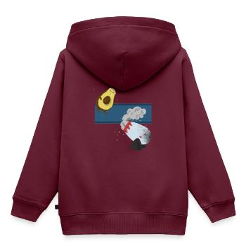 Avocado Kanone Geschenk - Kinder Premium Organic Hoodie - Burgunderrot - Hinten - AI Model Kid Female (0cm)