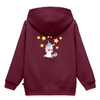 Einhorn - Kinder Premium Organic Hoodie - Burgunderrot - Hinten - AI Model Kid Female (0cm)