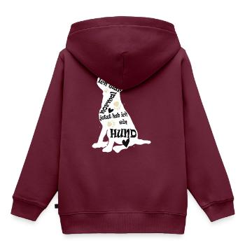 ich war normal jetzt hab ich ein Hund - Kinder Premium Organic Hoodie - Burgunderrot - Hinten - AI Model Kid Female (0cm)