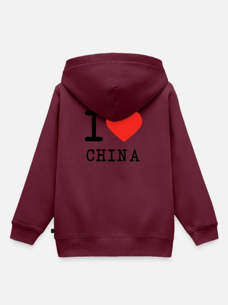 I love China - Kinder Premium Organic Hoodie - Burgunderrot