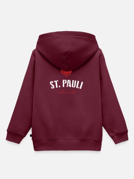 St. Pauli Reeperbahn T-Shirt - Kinder Premium Organic Hoodie - Burgunderrot
