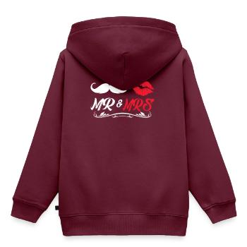 Mr & Mrs Valentinstag Geschenk Liebe Paare - Kinder Premium Organic Hoodie - Burgunderrot - Hinten - AI Model Kid Female (0cm)