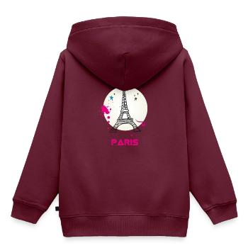 paris eiffelturm scribble love fasion trip tourist - Kinder Premium Organic Hoodie - Burgunderrot - Hinten - AI Model Kid Female (0cm)