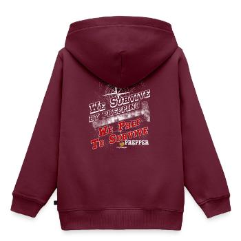 We Survive by Prepping We Prep to Survive - Kinder Premium Organic Hoodie - Burgunderrot - Hinten - AI Model Kid Female (0cm)
