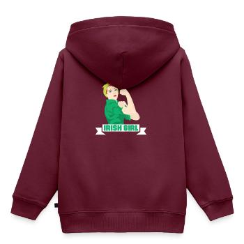 Lustiges irisches Feiertags-Grün des Mädchen-St. Patricks - Kinder Premium Organic Hoodie - Burgunderrot - Hinten - AI Model Kid Female (0cm)