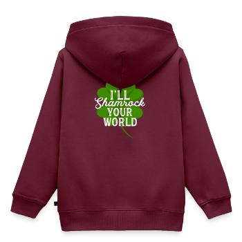 Ich werde Shamrock Ihre Welt Lustige St. Patricks Day Wortspiel - Kinder Premium Organic Hoodie - Burgunderrot - Hinten - AI Model Kid Female (0cm)