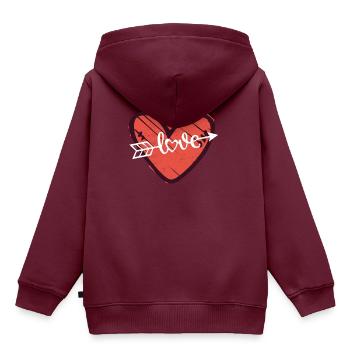 Shop Heart Icon Cupid Arrows Design - Kinder Premium Organic Hoodie - Burgunderrot - Hinten - AI Model Kid Female (0cm)