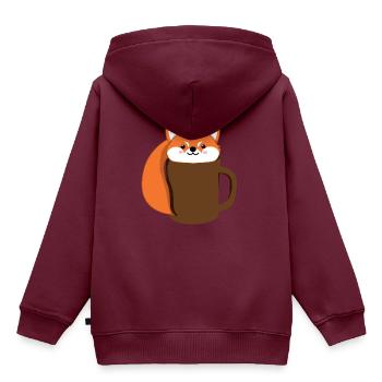 Fuchs - Kaffee - Tase - Comicstyle - Geschenk - Kinder Premium Organic Hoodie - Burgunderrot - Hinten - AI Model Kid Female (0cm)